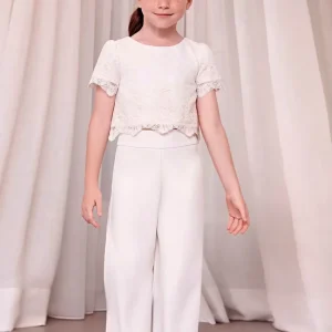 conjunto pantalón largo crepe, color crudo