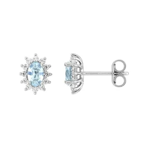 Pendientes roseta circonita azul cielo