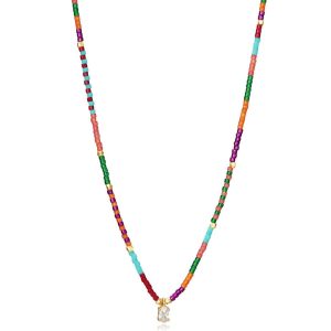 Gargantilla circonita y cuentas multicolor