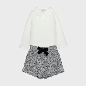 Conjunto camiseta manga larga y short azul marino