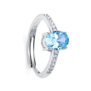 Anillo circonita aguamarina