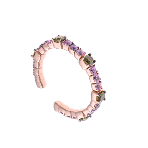 Anillo con circonitas rosas y verdes