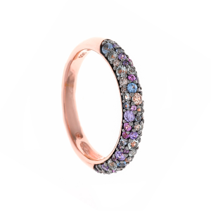 Anillo circonitas multicolor media caña