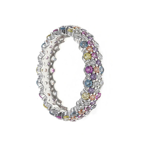 Anillo circonitas multicolor cantos ondas