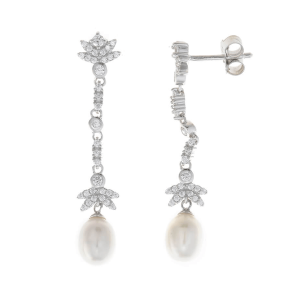 Pendientes circonitas y perla