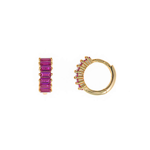 Pendientes aro circonitas rosas