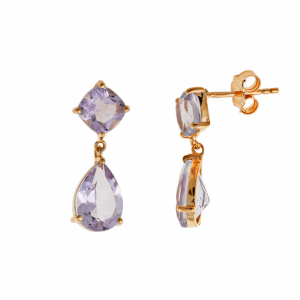 Pendientes lágrima amatista facetada