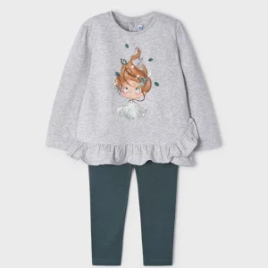 conjunto leggins con y camiseta olan en la cintura