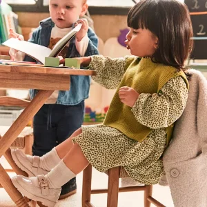 Vestido con chaleco Verde Aceite