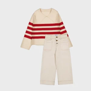 Conjunto jersey crudo y pantalón corte ancho