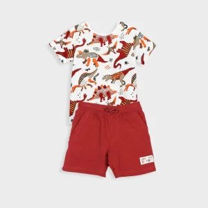 conjunto camiseta dinosaurios short algodón