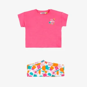 conjunto camiseta rosa leggins flores