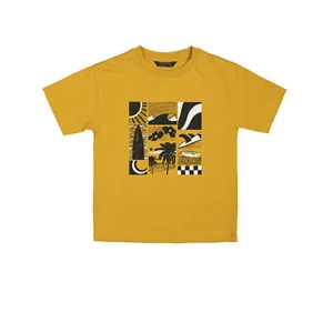 camiseta color mostaza estampado surf
