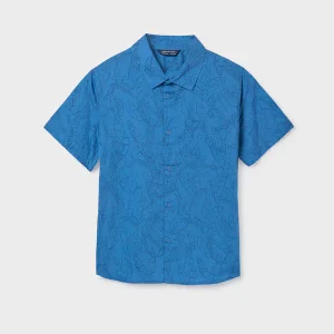 Camisa manga corta color azul riviera