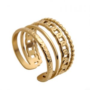 Anillo cuádruple abierto dorado