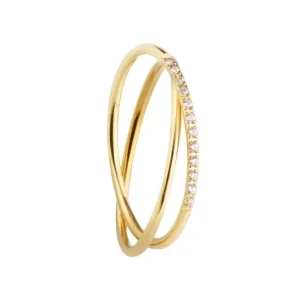 Anillo doble cruzado con circonitas