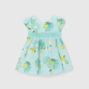 Vestido anis verde flores cinto