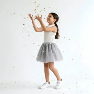Falda Tutú Gris Plata Niña (Interior Algodón)