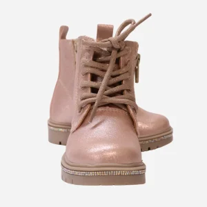 Botin peonia rosa glitter con cristales en la suela