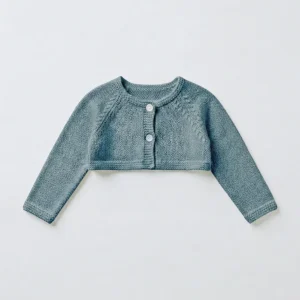 Chaqueta perlé corta azul piedra