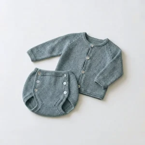 Conjunto perlé azul piedra