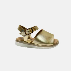 huarache color oro, tira ancha con hebilla