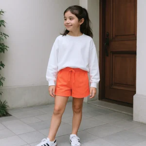 Short Niña Naranja Flúor