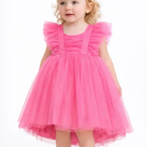 Vestido Tul Volantes Rosa Chicle