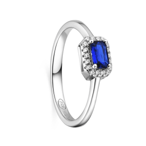 Anillo bagué circonita zafiro