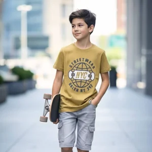 Polo Brooklyn Mostaza Niño – 100% Algodón