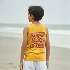 Polo Manga Cero Bividi Niño Algodón Amarillo Estampado Espalda