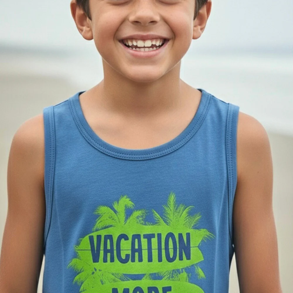 Polo Manga Cero Bividi Niño Algodón Vacation Mode Celeste - Imagen 4