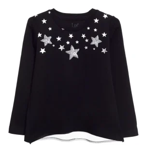 Polo Niñas Stars Negro - 100% Algodón
