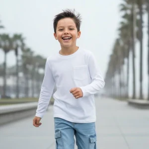 Polo Niño Blanco - Bolsillo (100% algodón)