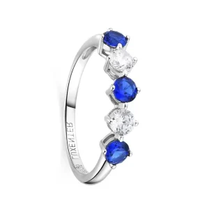 Anillo circonitas blancas y azules