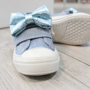 teni denim doble velcro con moño metalico