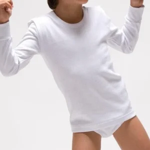 Camiseta Infantil Manga Larga 100% Algodón