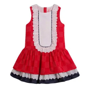 vestido newness, rojo olanes azul y blanco