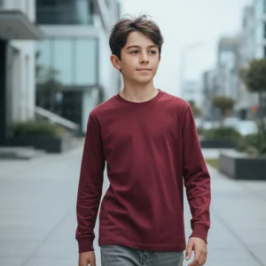 Polo Básico Rojo Vino Niño Algodón | Polo Manga Larga Infantil