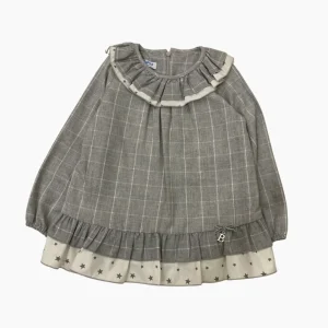 Vestido babine gris cuello redondo