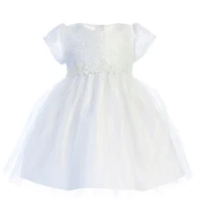 vestido blanco 12 meses peto y lentejuela en la falda