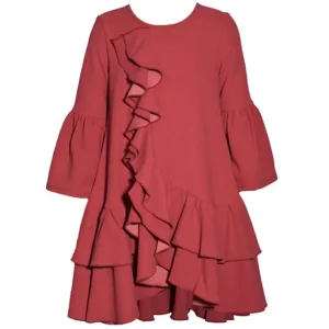 vestido rust manga larga, olan cascada